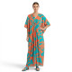 Djellaba femme fluide imprimée orange et turquoise très légère