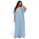 Djellaba femme strass bleu ciel avec coupe ample et tissu fluide.