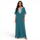 Djellaba femme strass vert longue avec encolure brodée de strass.