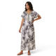 Djellaba femme Toile de Jouy portée de profil