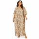 Djellaba femme imprimé aquarelle beige sable à la coupe longue et fluide