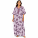 Djellaba femme scintillante violette portée de face avec détails strass et manches larges