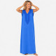 Djellaba femme sans manches bleu roy avec broderie ton sur ton et coupe longue fluide