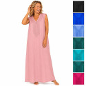 Djellaba femme sans manches unie brodée – Robe longue fluide du M au 3XL