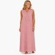 Djellaba femme sans manches rose poudré à broderie ton sur ton disponible du M au 3XL
