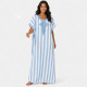 Djellaba femme rayée en coton ornée de strass - 1