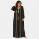 Djellaba femme à motifs dorés manches longues - 2