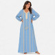 Djellaba femme à motifs dorés manches longues - 6