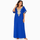 djellaba-femme-plastron-brode-manches-courtes-bleu-roi