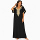djellaba-femme-plastron-brode-manches-courtes-noir