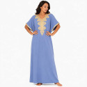 Djellaba femme à plastron brodé manches courtes