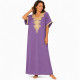 djellaba-femme-plastron-brode-manches-courtes-violet