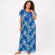 Djellaba femme motif animalier bleu avec col brodé du M au 3XL