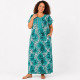 Djellaba femme motif animalier turquoise avec col brodé du M au 3XL