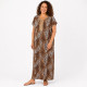 Djellaba femme motif animalier marron avec col brodé