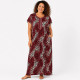 Djellaba femme motif animalier rouge avec col brodé du M au 3XL
