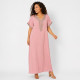 Djellaba femme col brodé rose avec boutons strass 80% coton 20% polyester