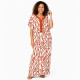 Djellaba femme motif graphique terracotta avec encolure brodée