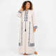 Djellaba femme broderie berbère bleu marine manches longues