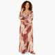 Djellaba femme imprimé plume bordeaux manches longues ornées de strass