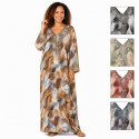 Djellaba femme imprimé plume manches longues strass