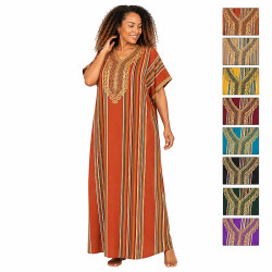 Gandoura femme à rayures disponible en 10 coloris avec aperçu des différentes couleurs