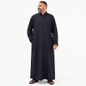 Qamis homme noir Emirati Col mao