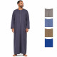 Qamis homme manches longues gris anthracite avec col brodé et aperçu des 5 coloris disponibles