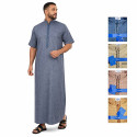 Qamis col montant manches courtes