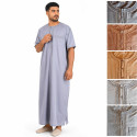 Qamis long manches courtes broderies décoratives