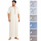 Qamis homme blanc cassé à manches courtes avec col brodé et coloris disponibles