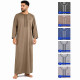 Qamis homme marron à manches longues avec col brodé et coloris disponibles