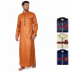 Qamis soyeux homme col mao avec broderies coloreés - 1