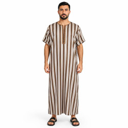 Qamis Homme rayé couleur marron - 3