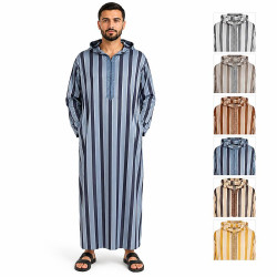 Djellaba homme rayée à capuche 6 couleurs