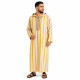 Djellaba homme rayée beige et ocre à capuche