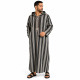 Djellaba homme rayée anthracite et gris à capuche