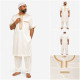 Ensemble qamis court et sarouel blanc crème satiné