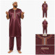 Ensemble qamis court et sarouel bordeaux satiné