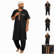 Ensemble qamis court et sarouel noir avec broderies