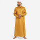 Qamis moderne doré à col chemise et finition soyeuse
