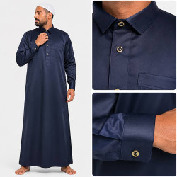Qamis emirati col chemise bleu marine