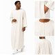Qamis homme blanc cassé manches longues avec détails du col, de la poche et du dos