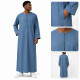 Qamis homme bleu manches longues avec détails du col, de la poche et du dos