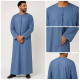 Qamis Emirati homme bleu clair à col cravate et manches longues