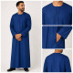 Qamis Emirati homme bleu roi à col cravate et manches longues