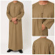 Qamis Emirati homme camel à col cravate et manches longues