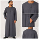 Qamis Emirati homme gris anthracite à col cravate et manches longues