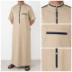Qamis à col manches courtes beige