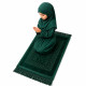 Tapis de prière enfant vert avec motifs ton sur ton